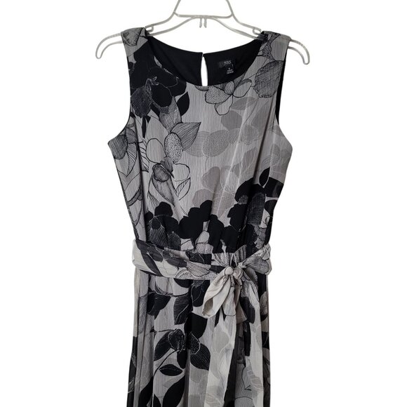 J.B.S.  Womens Floral Sleeveless Tea Lenght Dress Size M Black & Gray - Picture 2 of 11